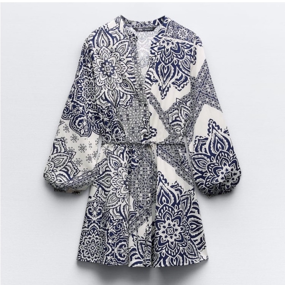 Zara Blue and White Mini Dress